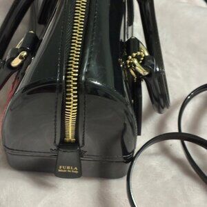 Furla Black Mini Bag – Candy Sweetie Satchel with Pink Heart*